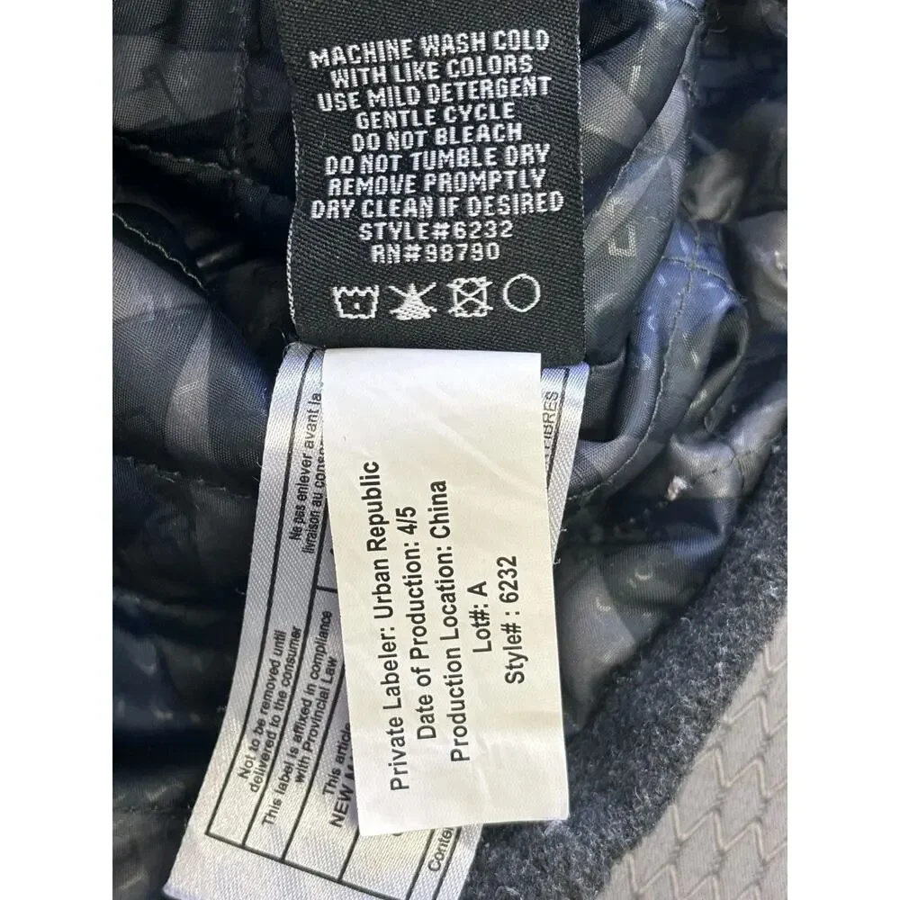 Urban Republic Gray Hooded Coat Kids 3T Full Zip Pockets Long Sleeve Button